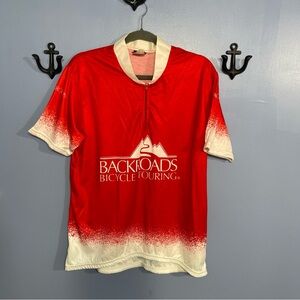 Pace Sportswear Backroads Bicycle Touring Shirt Red and White Size XL